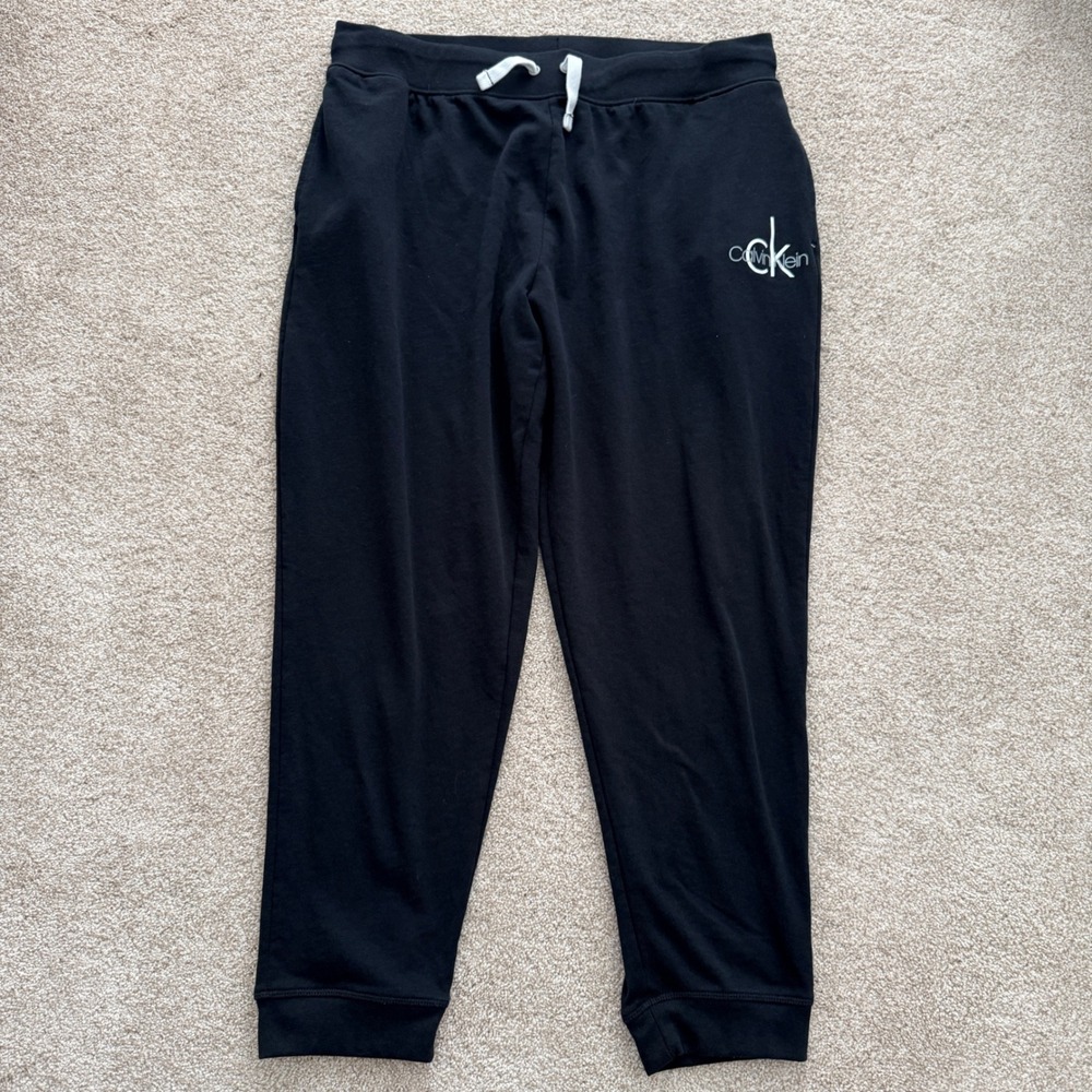 Calvin Klein Sleepwear Joggers Womens XL Black Logo Drawstring‎ Lounge Pants